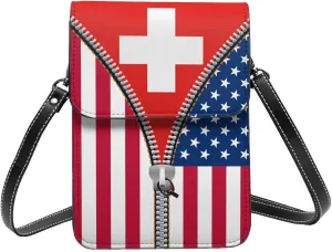 Togolese Togo America Flag Printed Zipper Small Crossbody Purse Cell Phone Bag for Women