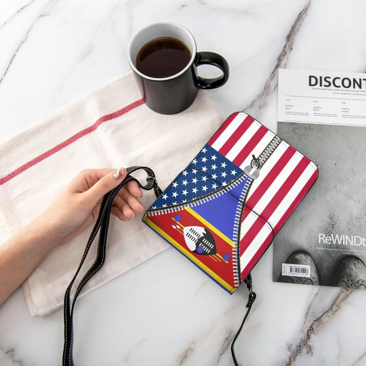 Togolese Togo America Flag Printed Zipper Small Crossbody Purse Cell Phone Bag for Women