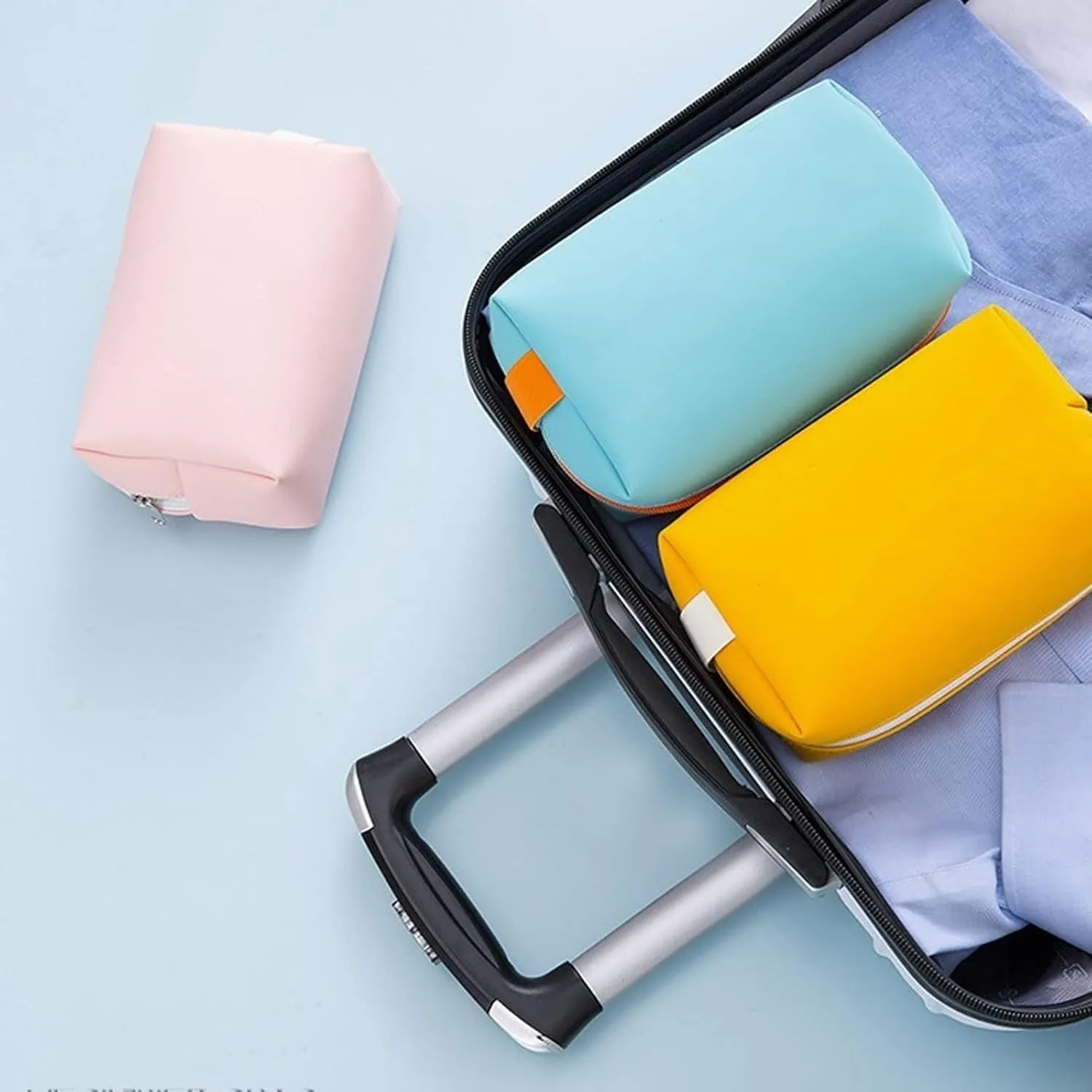 Toiletry Travel Cosmetic Makeup Case Women Zipper Make Up Handbag Organizer Storage Pouch Wash Bags (Royal Blue)