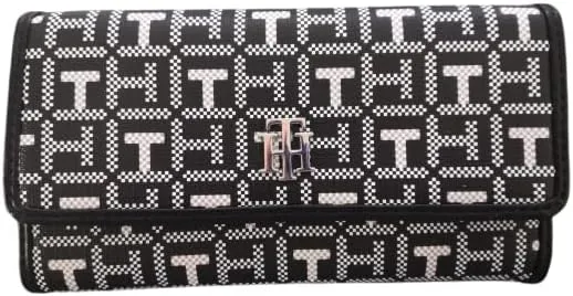 Tommy Hilfiger - Women's Clutch Wallet Black and White, Black, One Size, PVC Classic
