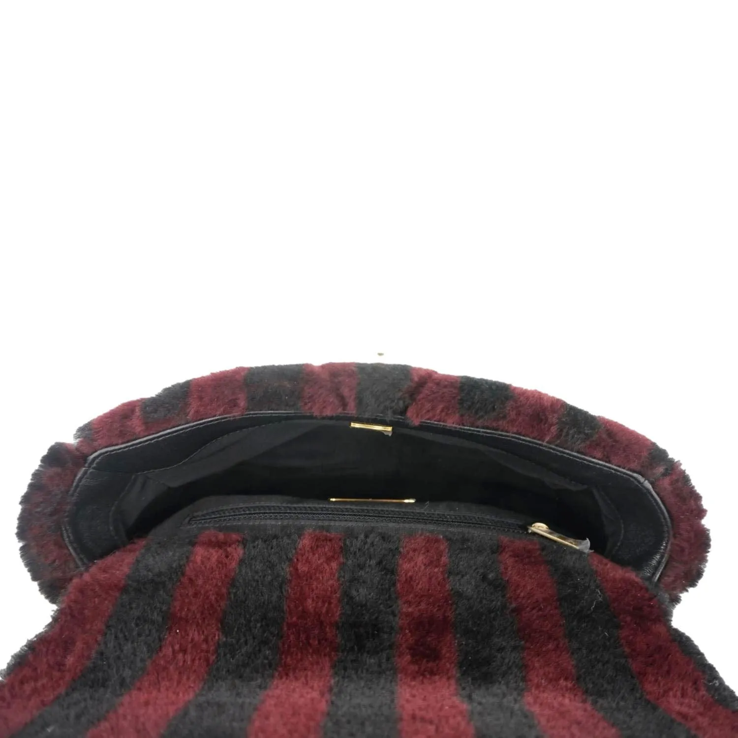 Top Quality Chanel 19 Flap Medium Striped Shearling Shoulder Bag Black