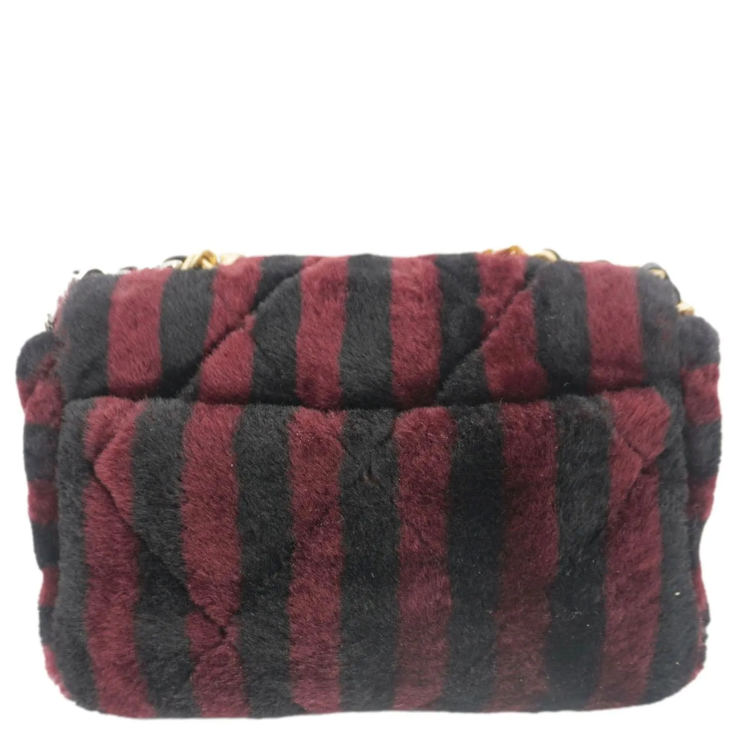 Top Quality Chanel 19 Flap Medium Striped Shearling Shoulder Bag Black