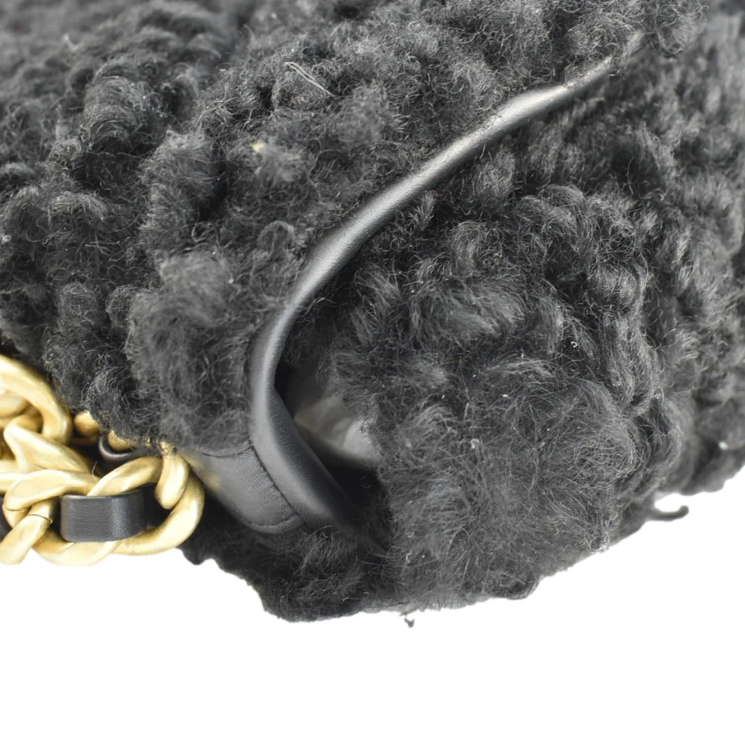 Top Quality Chanel Shearling 19 Flap Medium Sheepskin Shoulder Bag Black