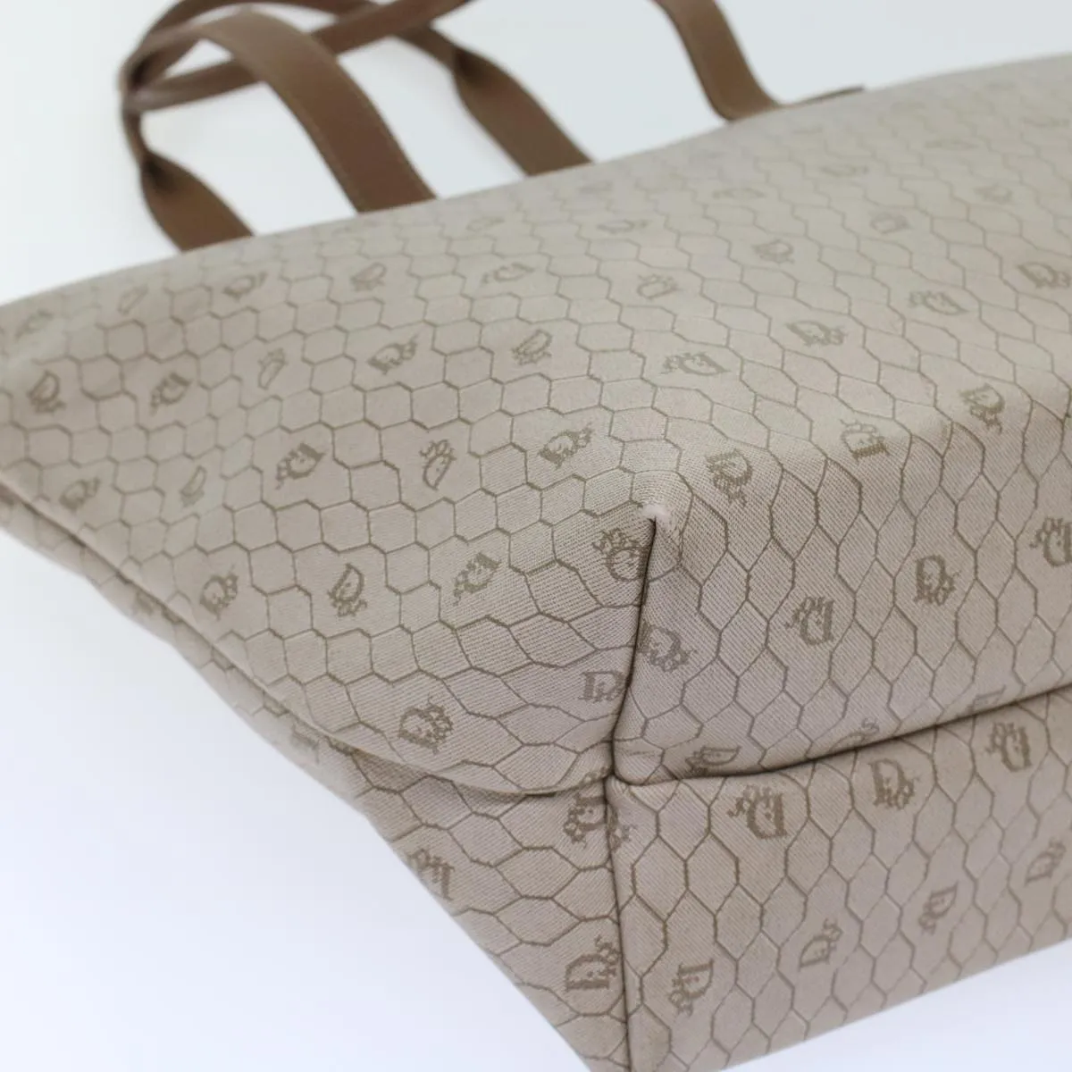 Top Quality  Long-term Honeycomb Dior ar9982 Christian Brown PVC Beige Tote CHRISTIAN Great savings Canvas Leather Bag