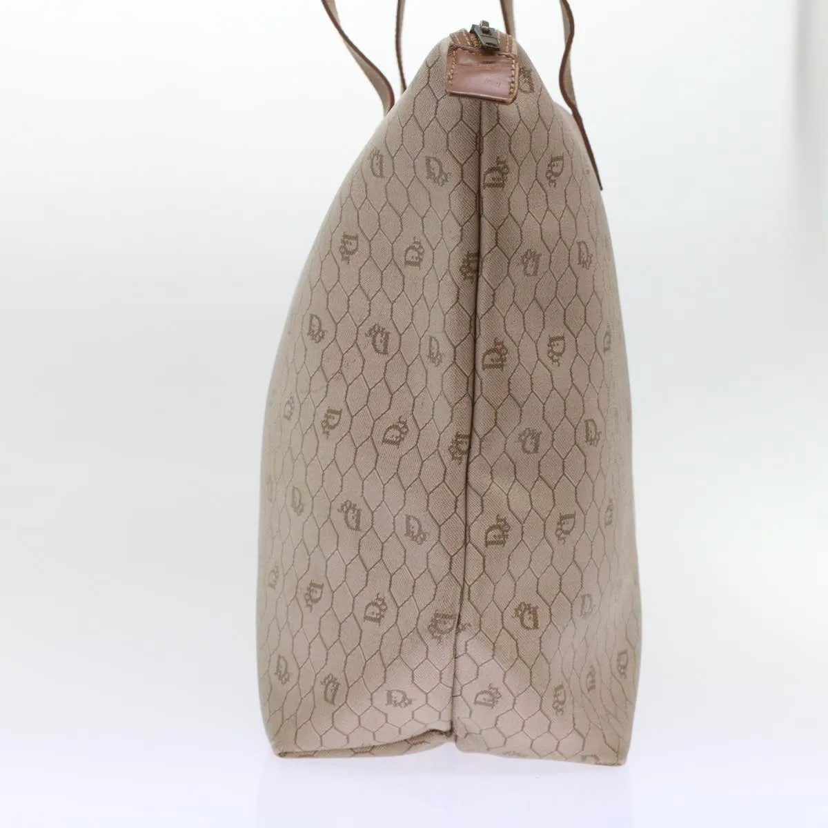 Top Quality  Long-term Honeycomb Dior ar9982 Christian Brown PVC Beige Tote CHRISTIAN Great savings Canvas Leather Bag