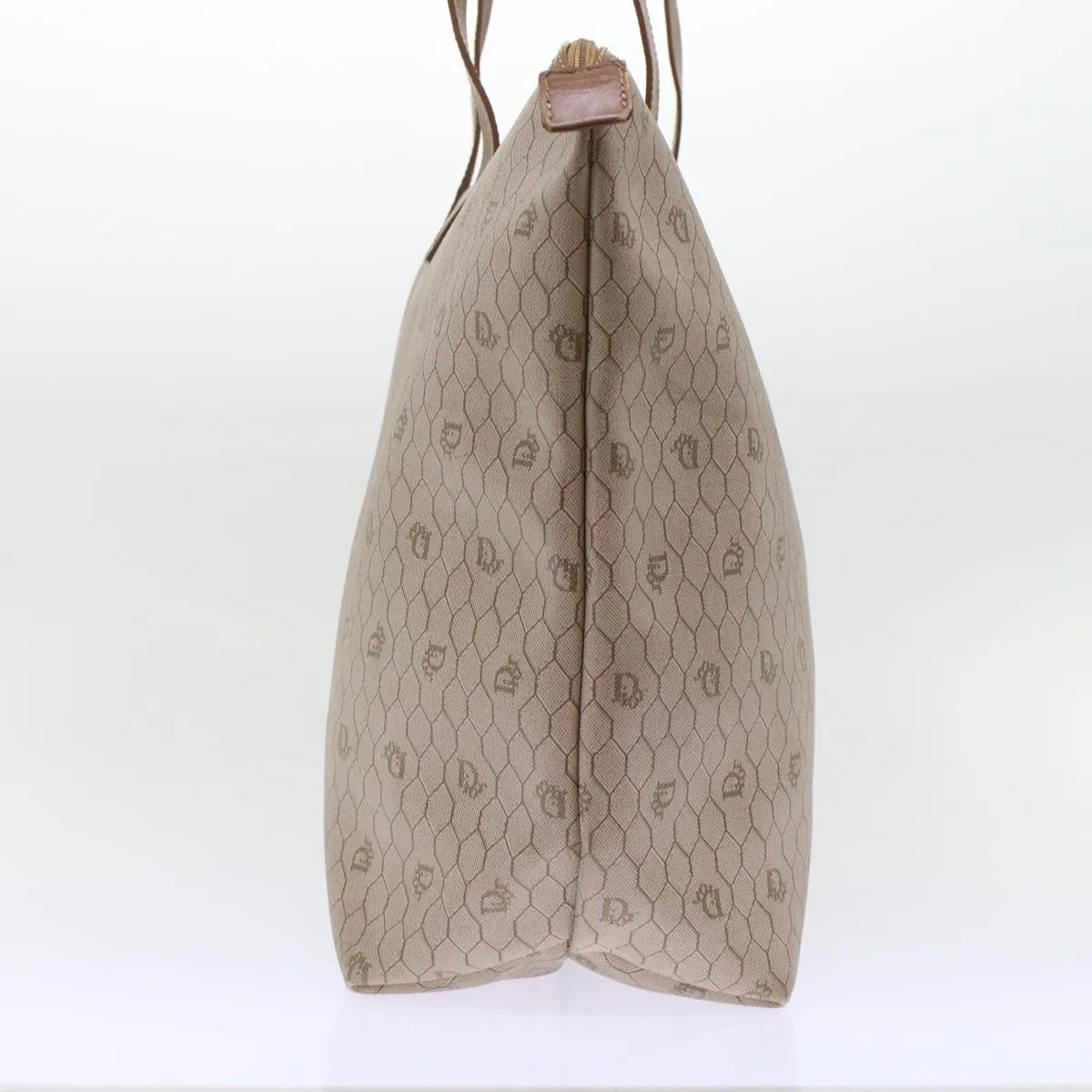 Top Quality  Long-term Honeycomb Dior ar9982 Christian Brown PVC Beige Tote CHRISTIAN Great savings Canvas Leather Bag