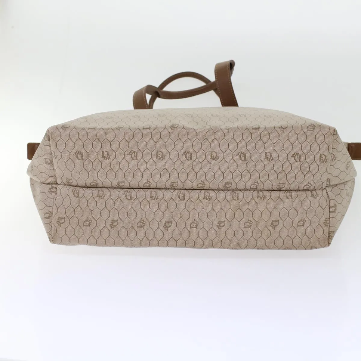 Top Quality  Long-term Honeycomb Dior ar9982 Christian Brown PVC Beige Tote CHRISTIAN Great savings Canvas Leather Bag