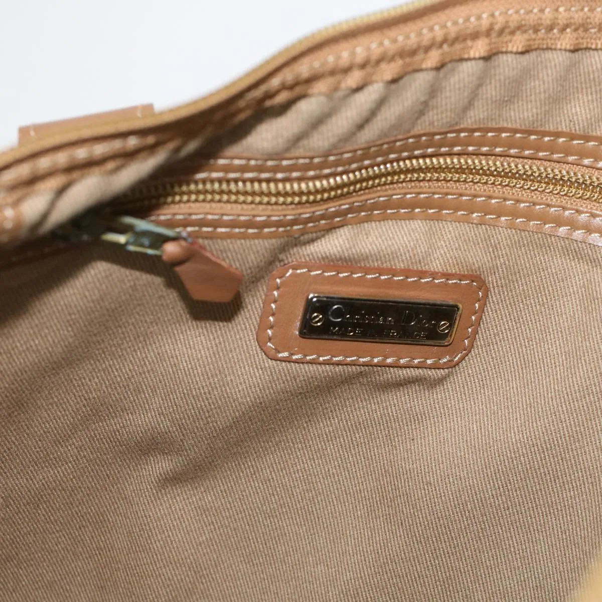 Top Quality  Long-term Honeycomb Dior ar9982 Christian Brown PVC Beige Tote CHRISTIAN Great savings Canvas Leather Bag