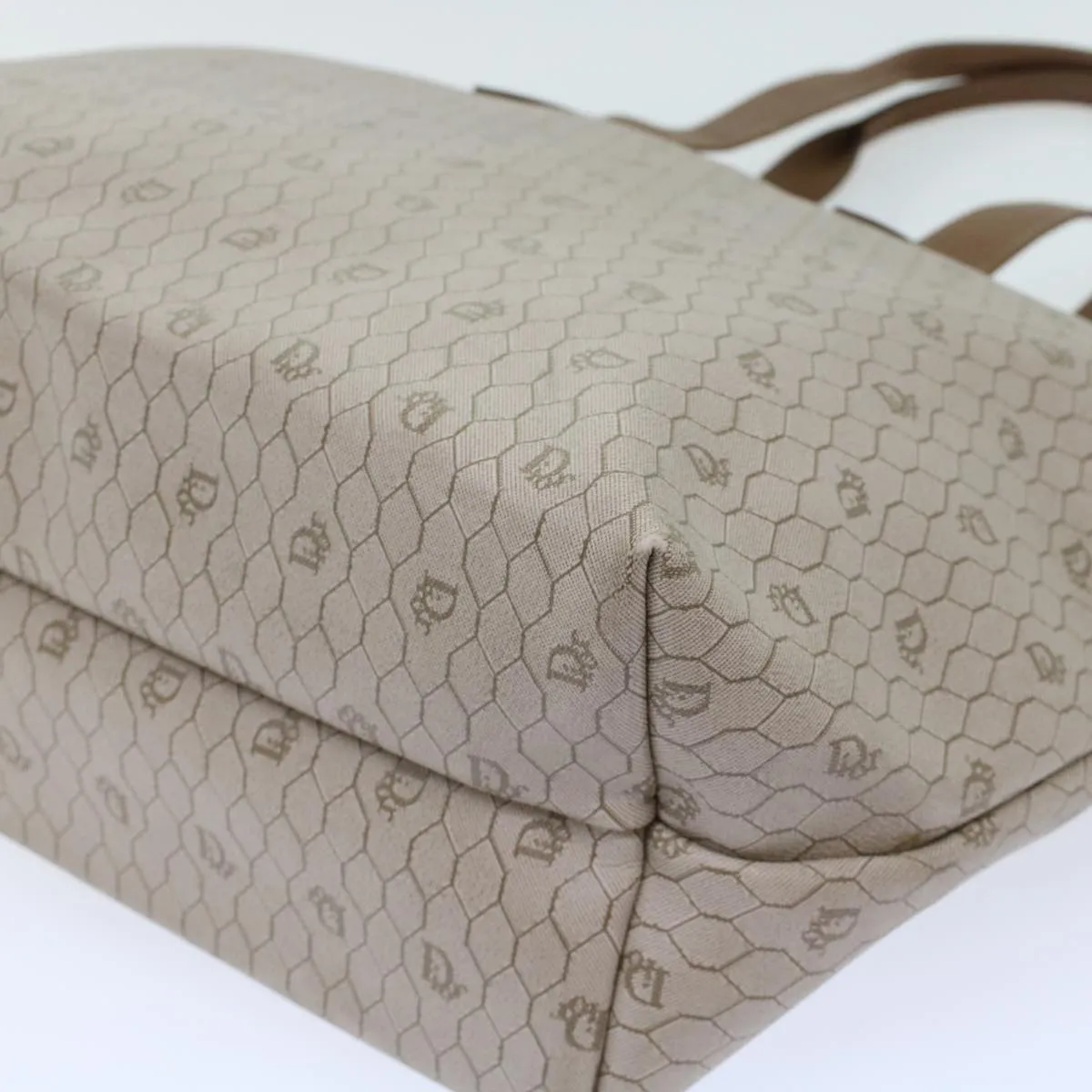 Top Quality  Long-term Honeycomb Dior ar9982 Christian Brown PVC Beige Tote CHRISTIAN Great savings Canvas Leather Bag