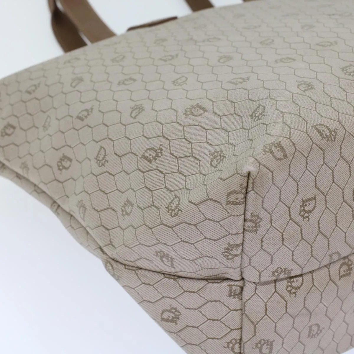 Top Quality  Long-term Honeycomb Dior ar9982 Christian Brown PVC Beige Tote CHRISTIAN Great savings Canvas Leather Bag