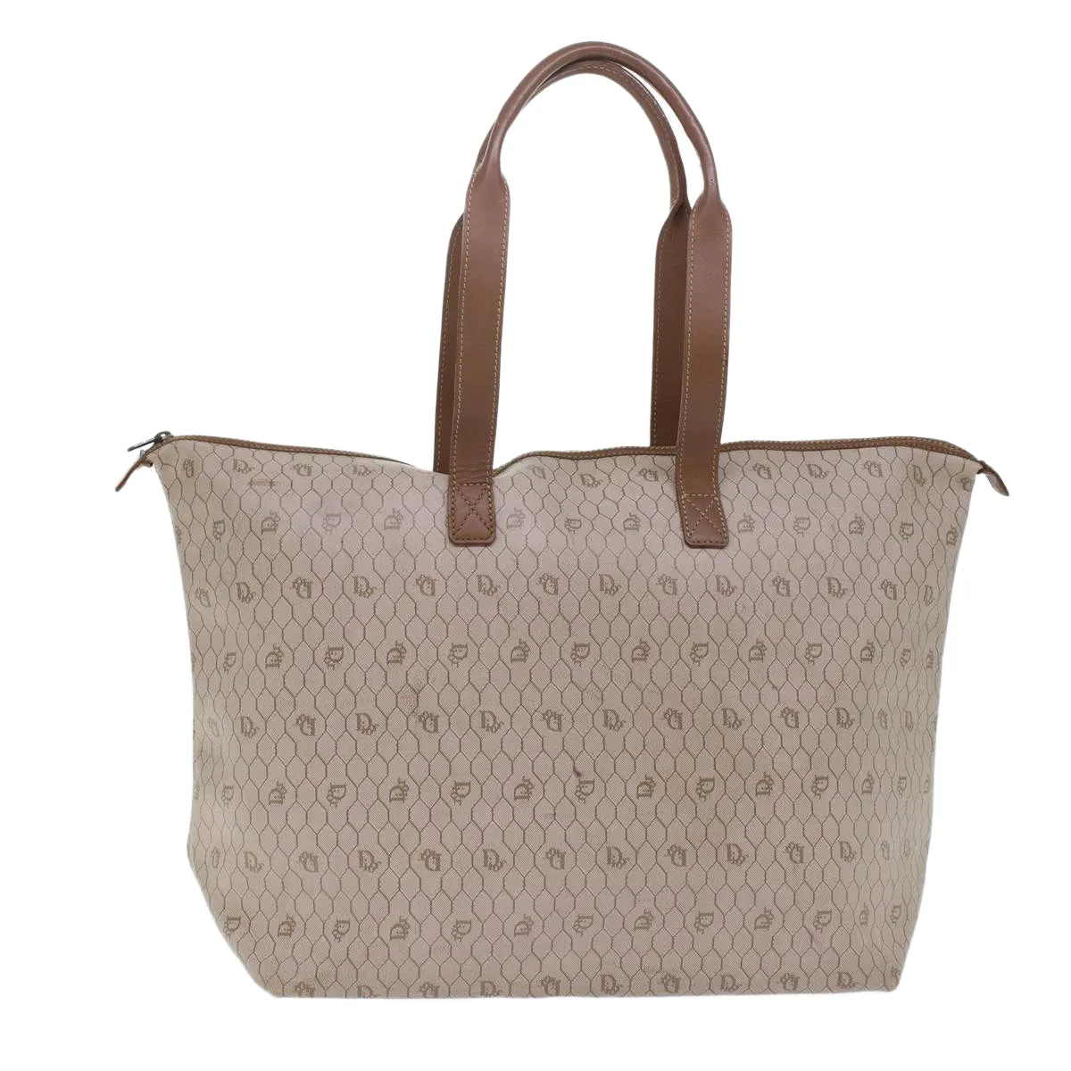 Top Quality  Long-term Honeycomb Dior ar9982 Christian Brown PVC Beige Tote CHRISTIAN Great savings Canvas Leather Bag