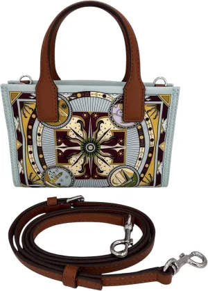 Tory Burch Nylon Printed Ella Mini Tote 163938 Burgundy Sundial Ella One Size 7" x 4.5"