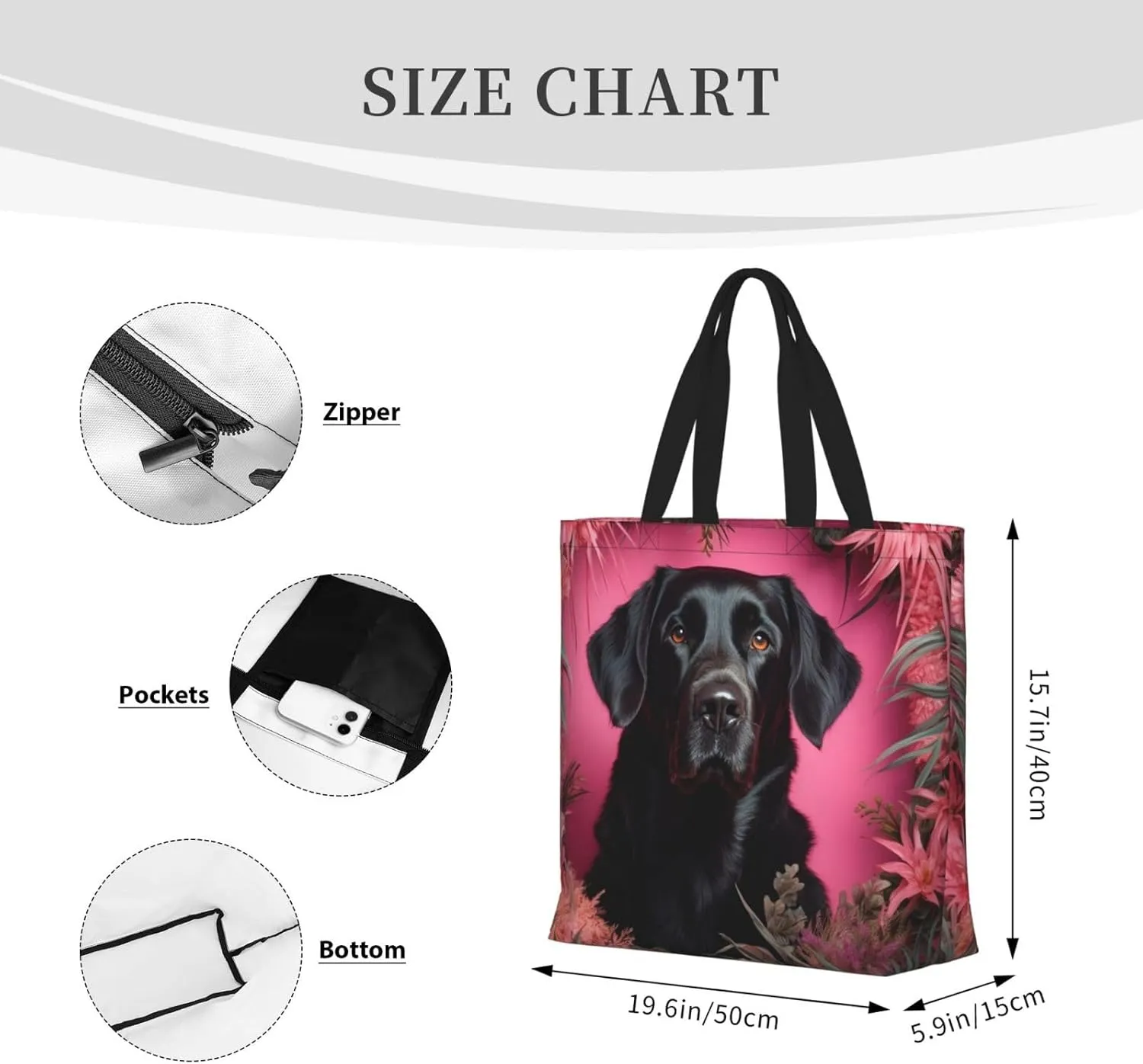 Tote Bag for Women Butterfly Wave Shoulder Bag with Zipper Handbag Large Capacity Reusable Grocery Bag