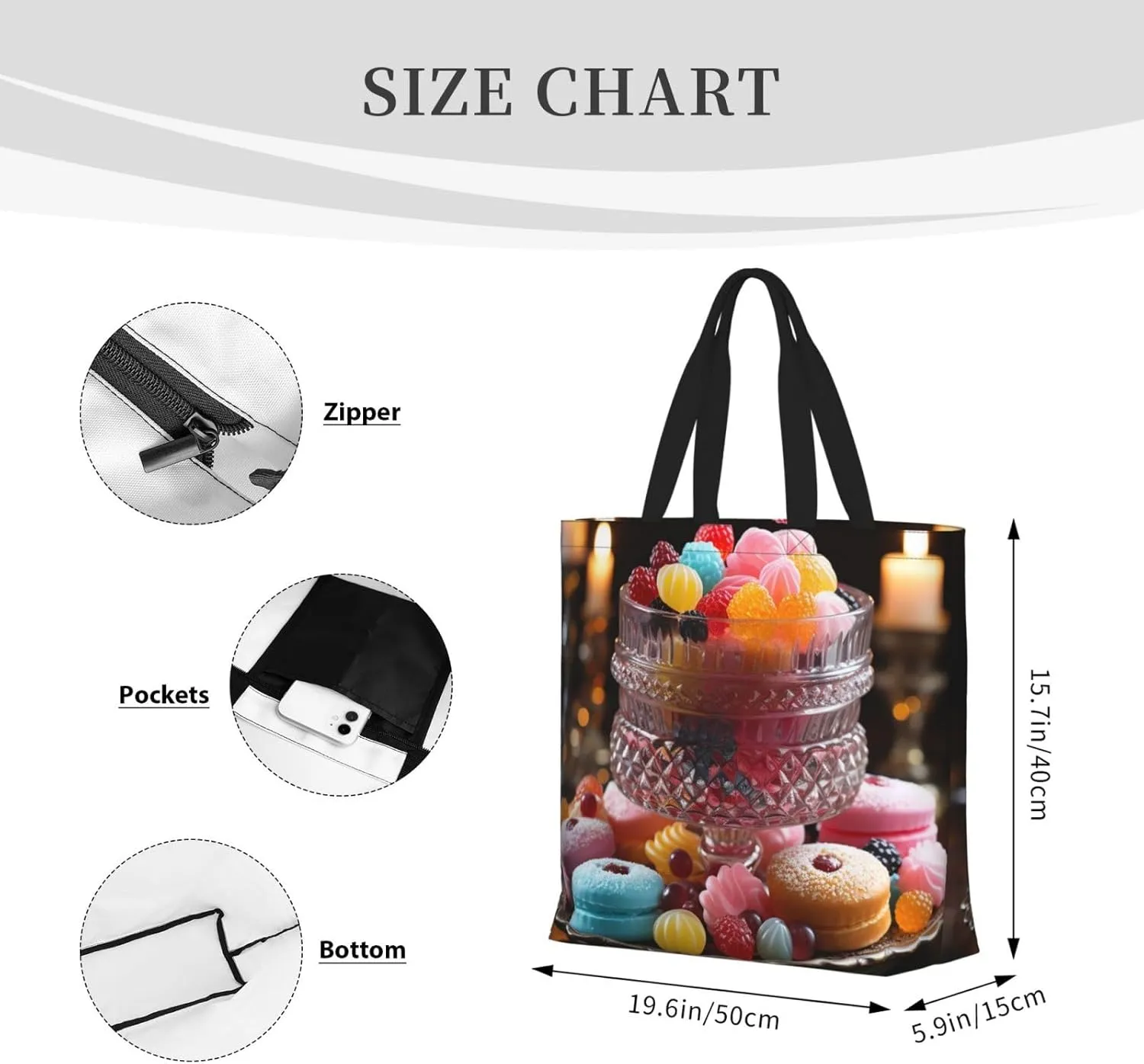 Tote Bag for Women Carefully Spelled with Love Shoulder Bag with Zipper Handbag Large Capacity Reusable Grocery Bag