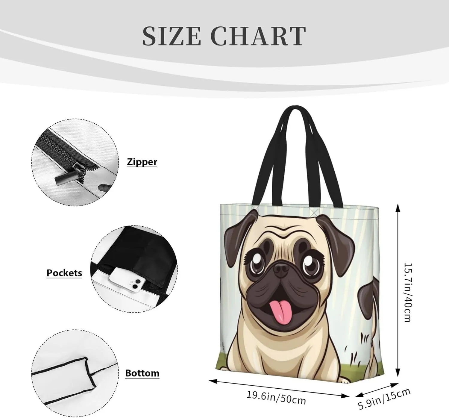 Tote Bag for Women Coffee between raindrops Shoulder Bag with Zipper Handbag Large Capacity Reusable Grocery Bag