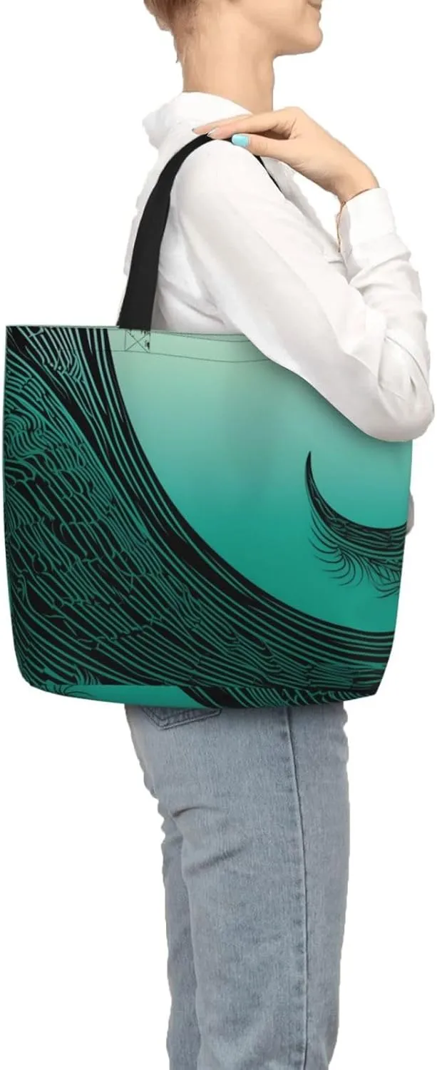 Tote Bag for Women Full of Colorful Flowers Shoulder Bag with Zipper Handbag Large Capacity Reusable Grocery Bag