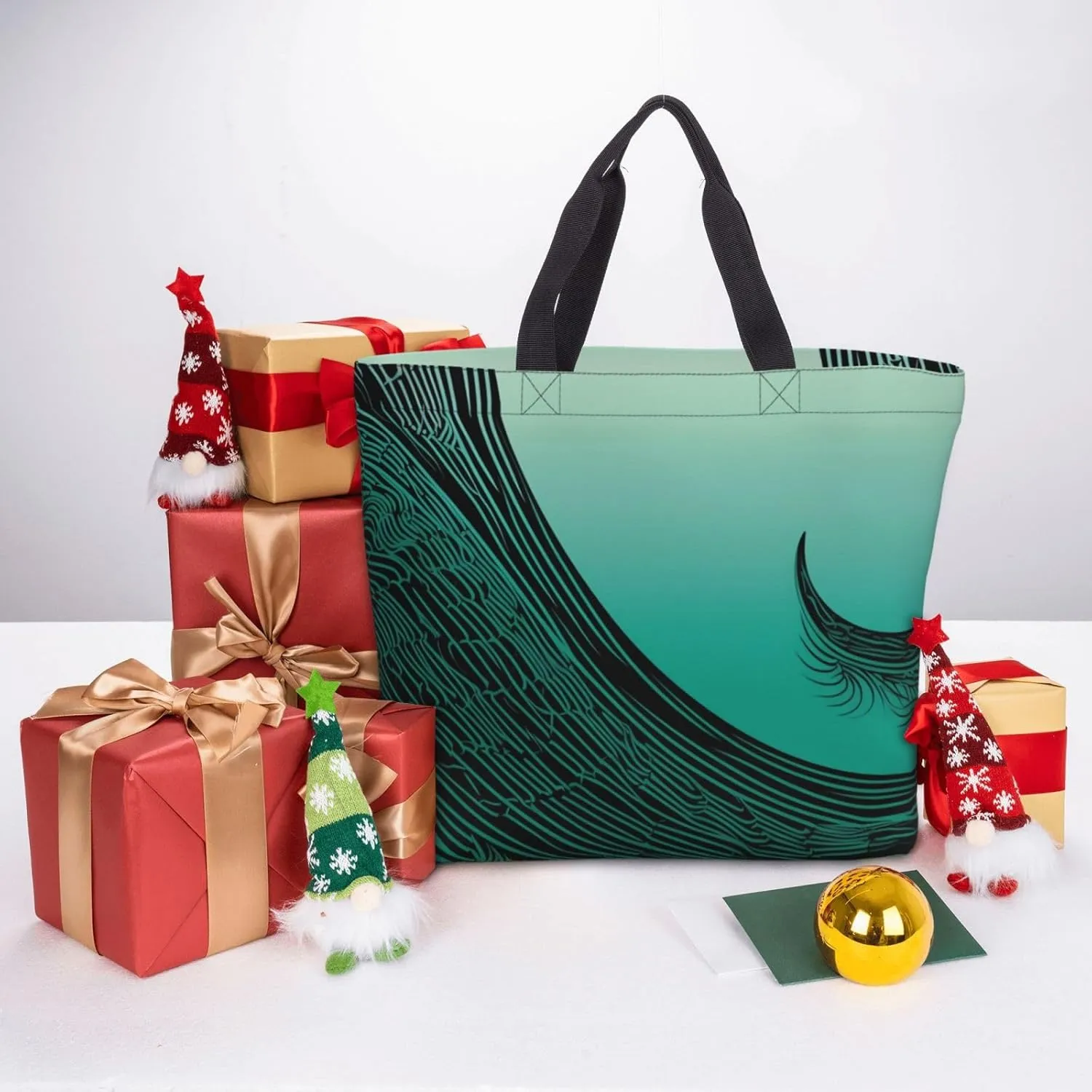 Tote Bag for Women Full of Colorful Flowers Shoulder Bag with Zipper Handbag Large Capacity Reusable Grocery Bag