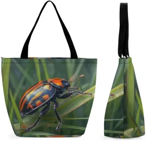 Tote Bag for Women Grocery Bag Blue Pattern Foldable Shopping Bags Reusable Large Tote Bag