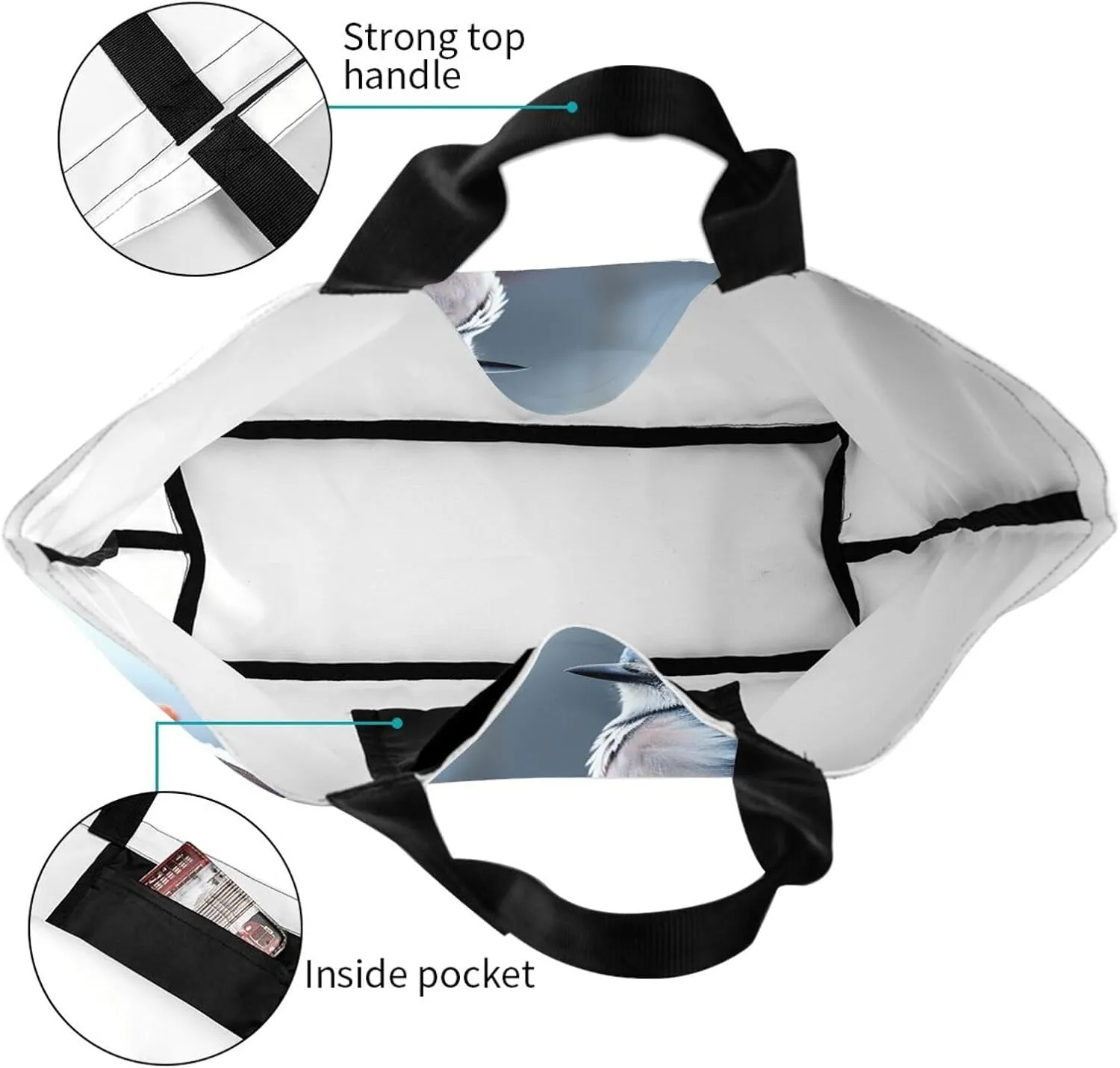 Tote Bag for Women Grocery Bag Reusable Shopping Bag Blue dragonfly and lotus Handbag Foldable Shoulder Bag