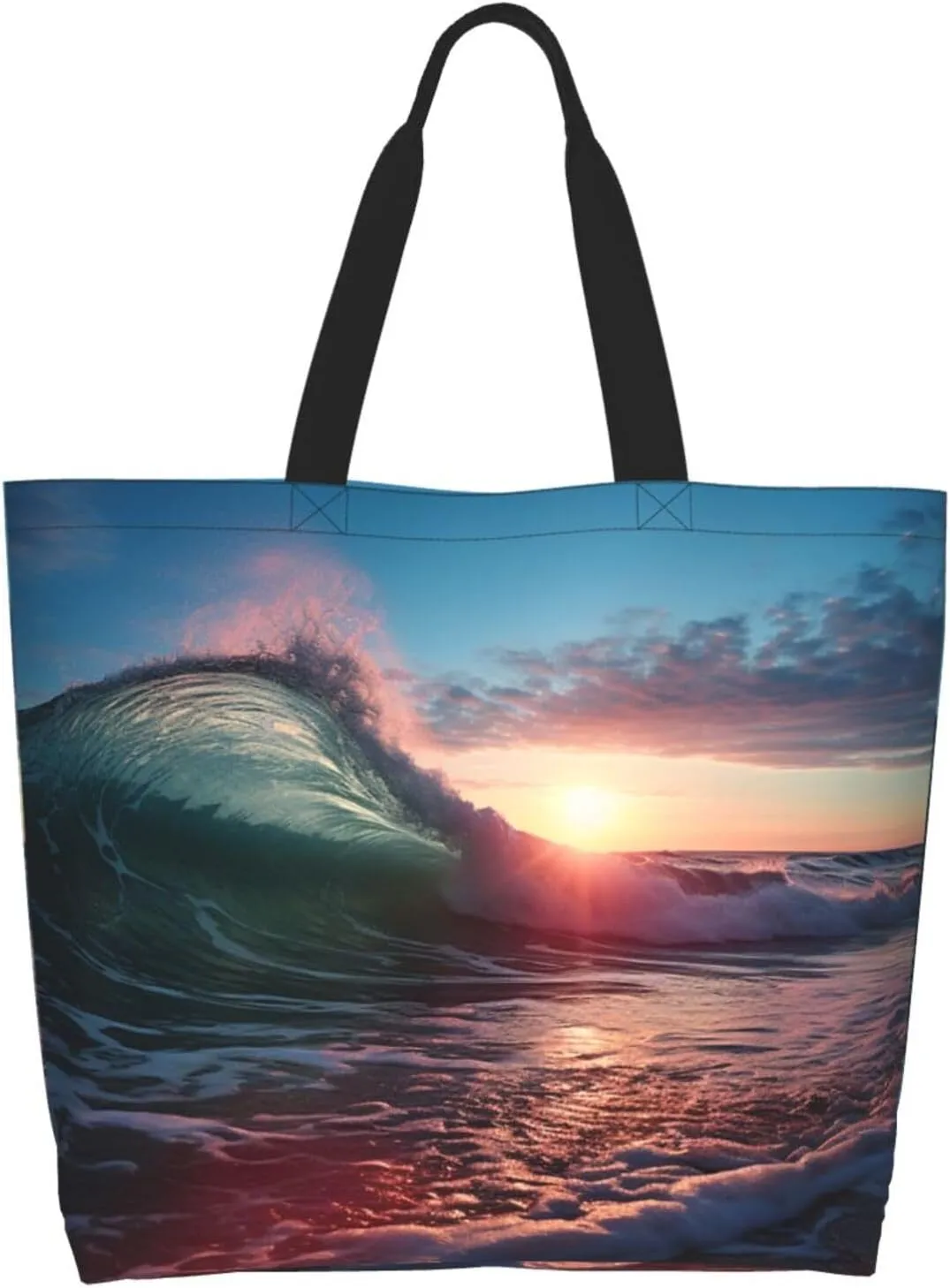 Tote Bag for Women Grocery Bag Reusable Shopping Bag Peacock pattern Handbag Foldable Shoulder Bag