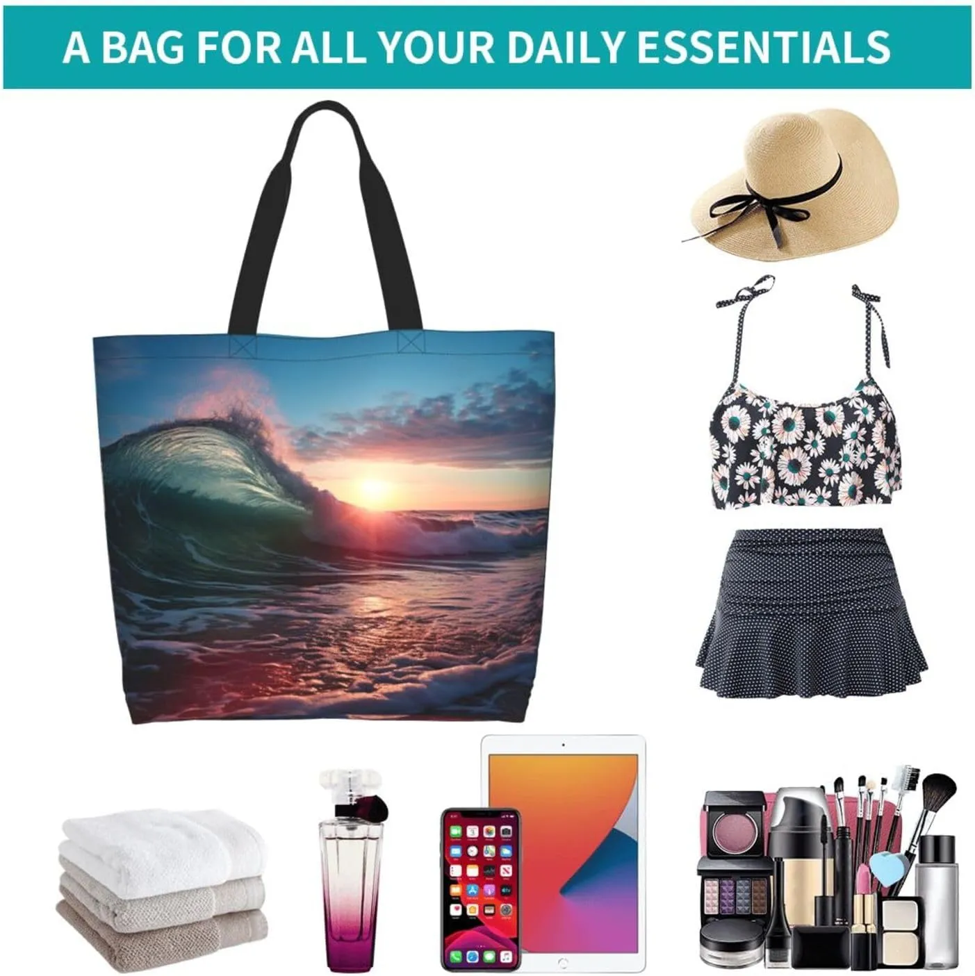 Tote Bag for Women Grocery Bag Reusable Shopping Bag Peacock pattern Handbag Foldable Shoulder Bag