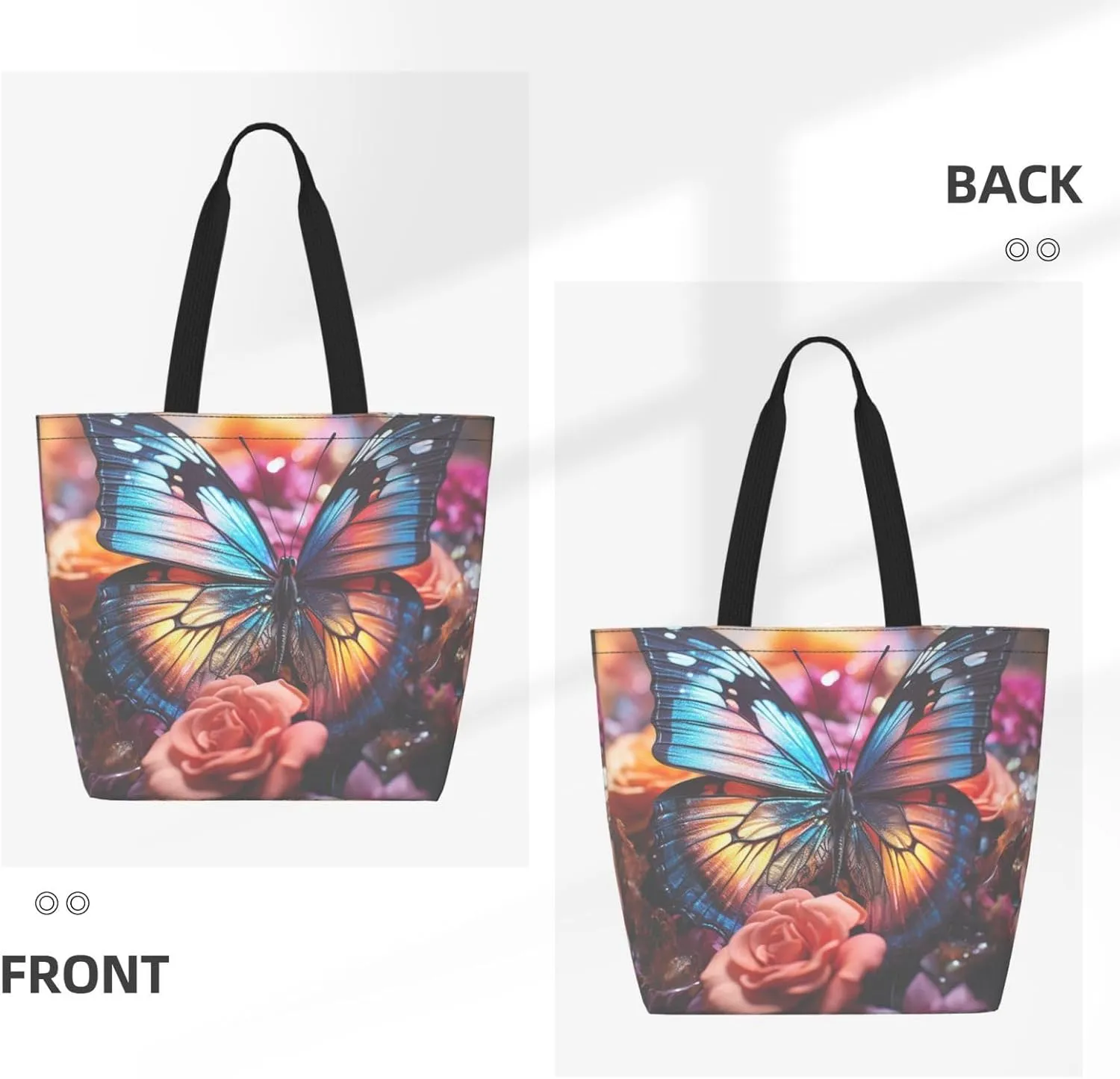 Tote Bag for Women Grocery Bag Reusable Shopping Bag Starry sky butterfly Handbag Foldable Shoulder Bag