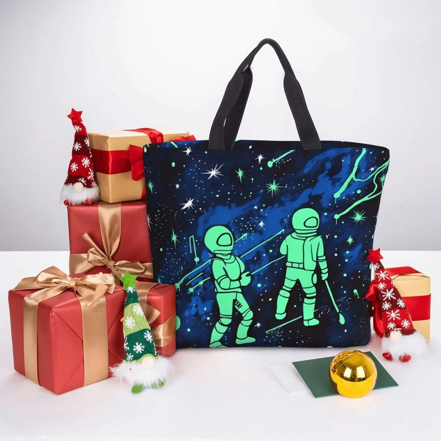 Tote Bag for Women Ice Hockey Pattern Shoulder Bag with Zipper Handbag Large Capacity Reusable Grocery Bag