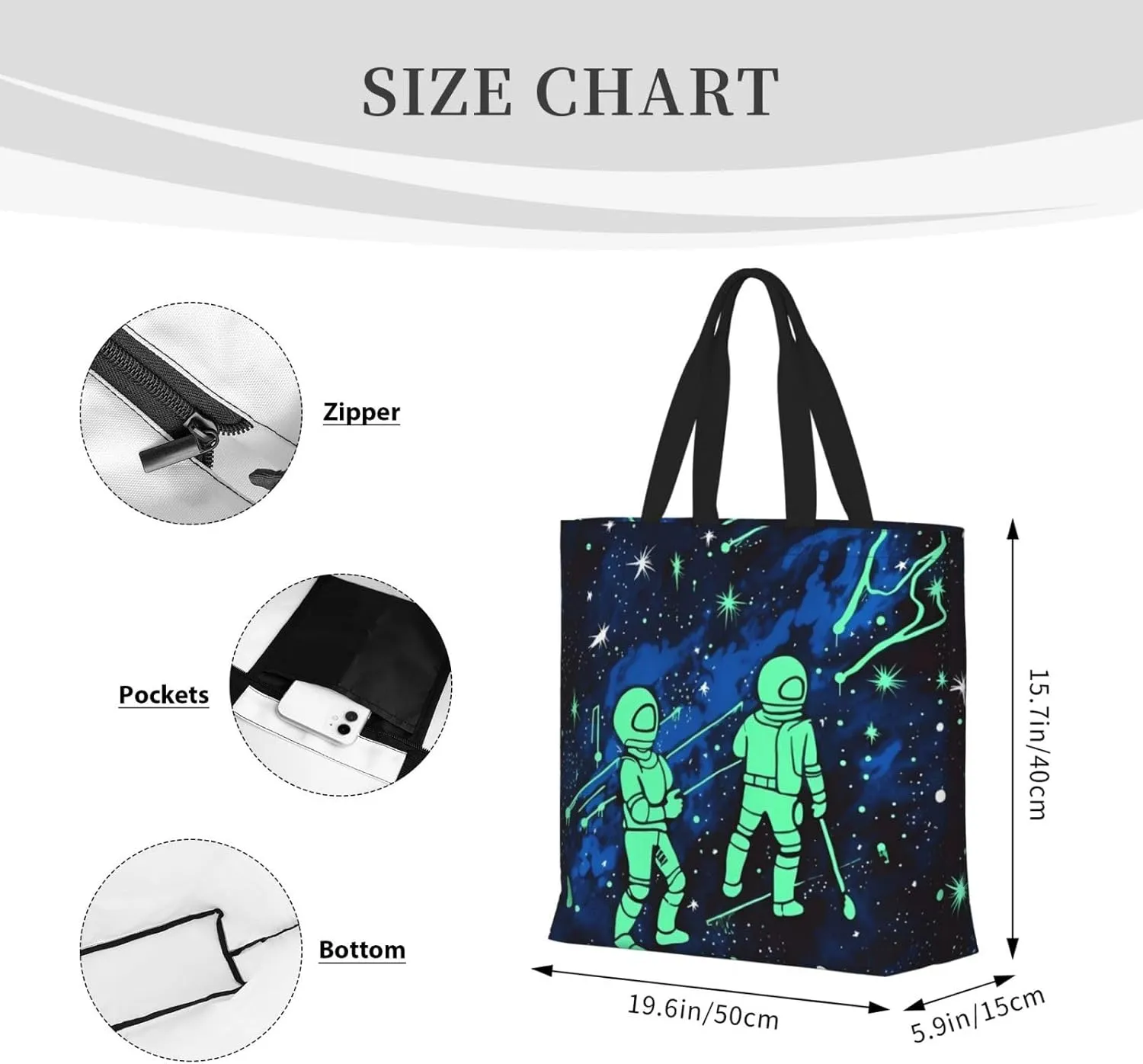 Tote Bag for Women Ice Hockey Pattern Shoulder Bag with Zipper Handbag Large Capacity Reusable Grocery Bag
