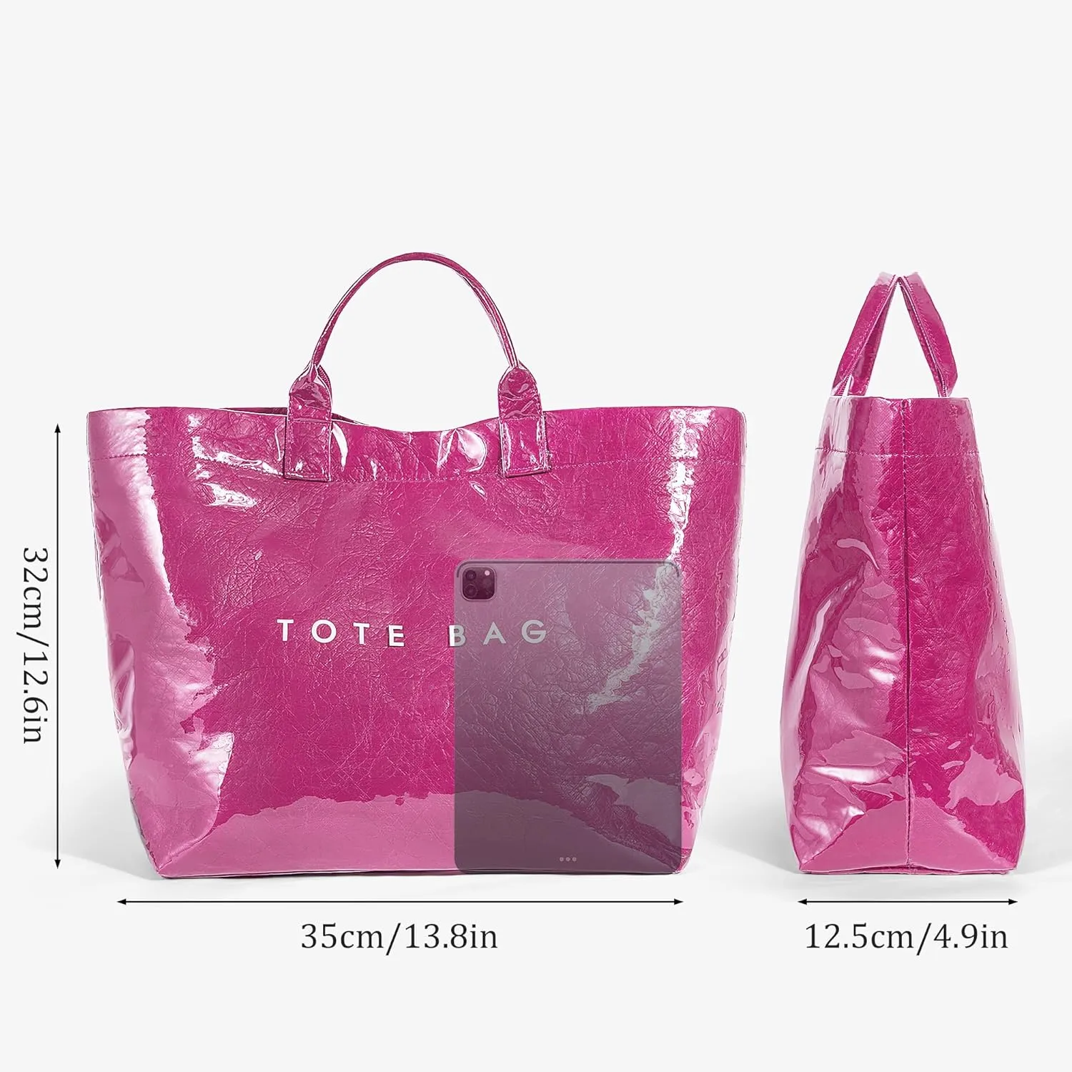 Tote Bag for Women Large PVC Tote Bag Plastic Handbag Letters Print Handbag Clear Hobo Bag