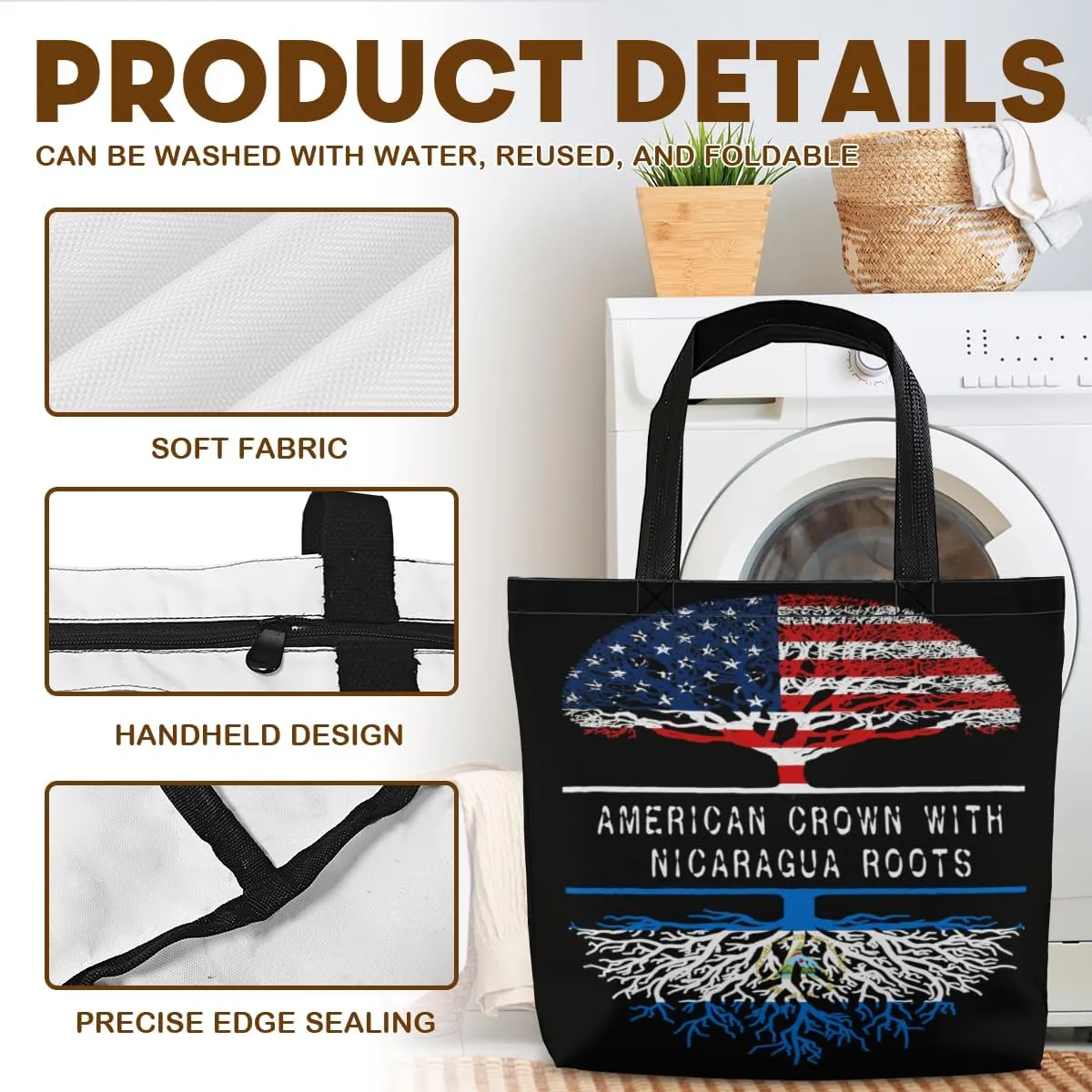 Tote Bag for Women Men Large Reusable Beach Shoulder Bags With Zipper for Gym Shopping Travel Gifts Yoga