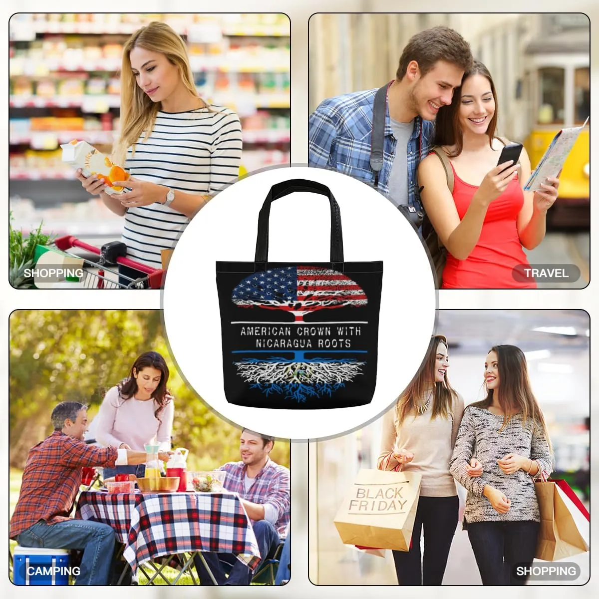Tote Bag for Women Men Large Reusable Beach Shoulder Bags With Zipper for Gym Shopping Travel Gifts Yoga