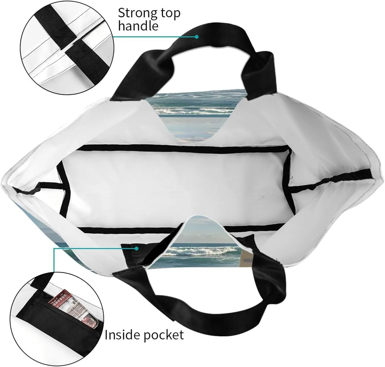 Tote Bag for Women Turquoise Blue Gold Marble Grocery Bag Foldable Shopping Bags Reusable Large Tote Bag