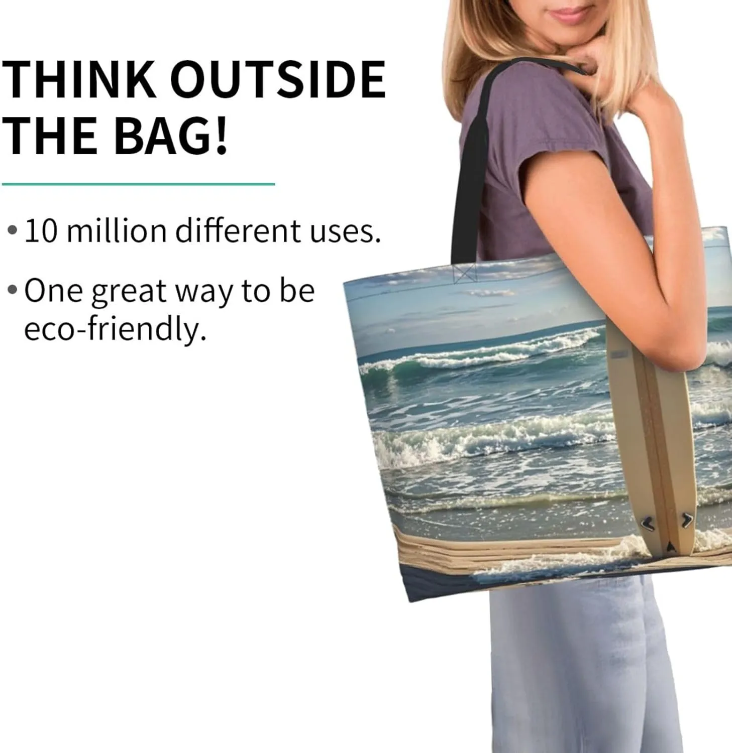 Tote Bag for Women Turquoise Blue Gold Marble Grocery Bag Foldable Shopping Bags Reusable Large Tote Bag