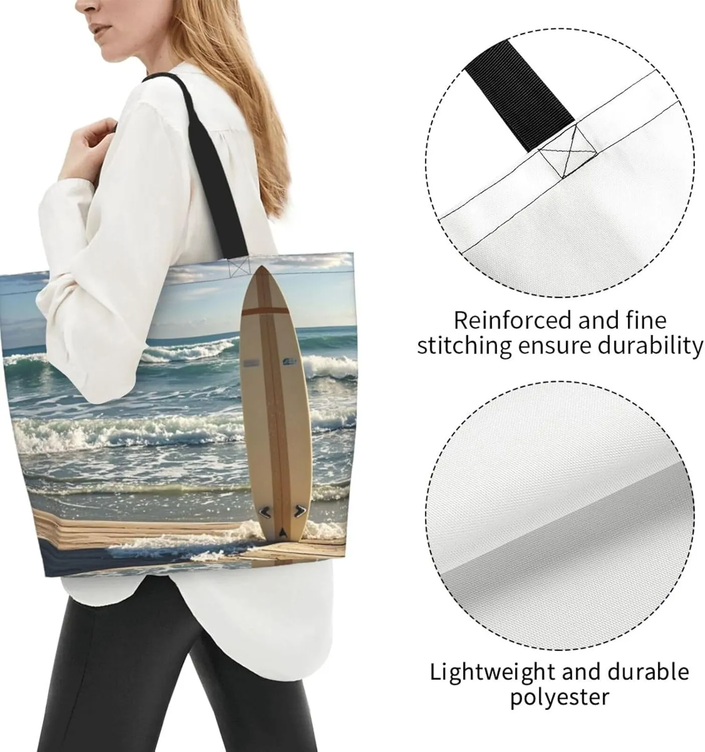 Tote Bag for Women Turquoise Blue Gold Marble Grocery Bag Foldable Shopping Bags Reusable Large Tote Bag
