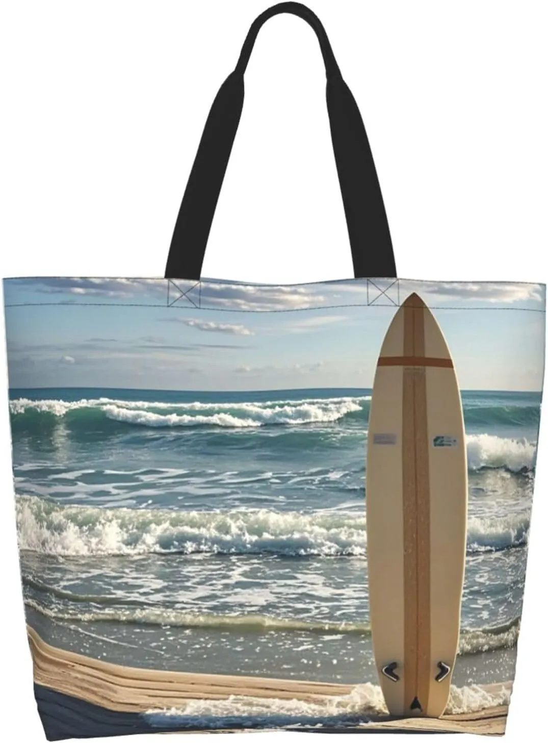 Tote Bag for Women Turquoise Blue Gold Marble Grocery Bag Foldable Shopping Bags Reusable Large Tote Bag