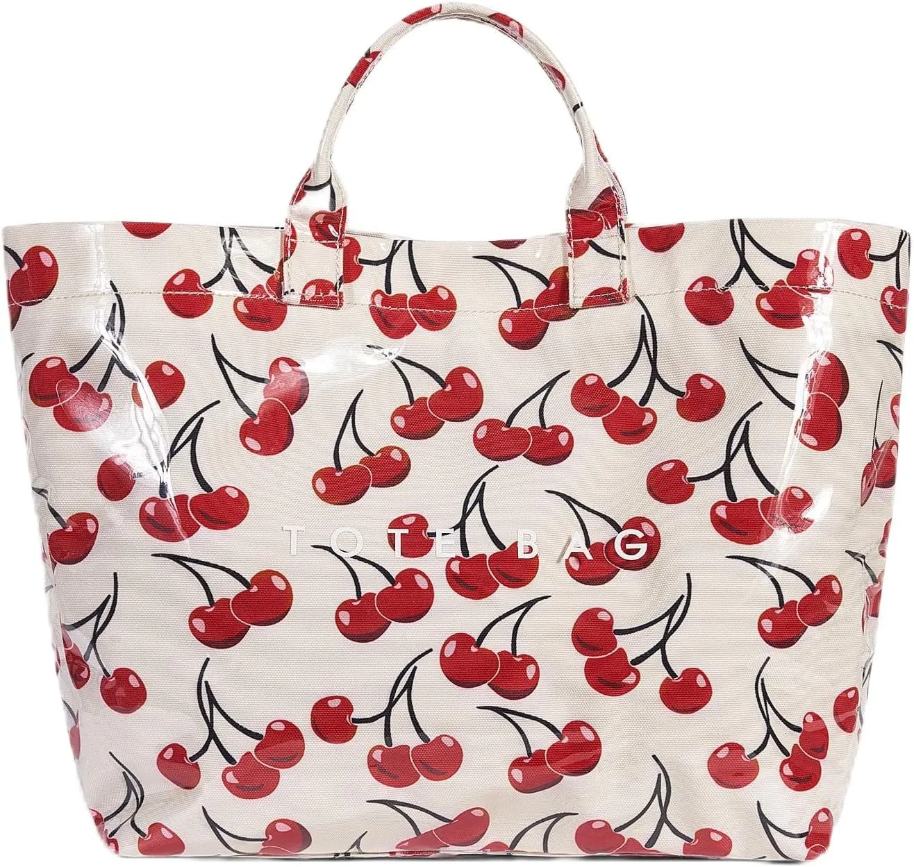 Tote Bag for Women,Large Work Tote Bag Clear Plastic Handbag PVC Letter Printed Bag Kraft Paper Hobo Bag with Handle