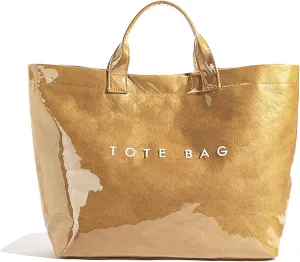 Tote Bag for Women,Large Work Tote Bag Clear Plastic Handbag PVC Letter Printed Bag Kraft Paper Hobo Bag with Handle