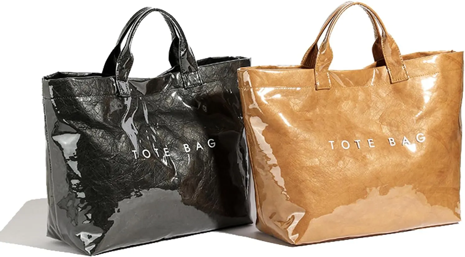 Tote Bag for Women,Large Work Tote Bag Clear Plastic Handbag PVC Letter Printed Bag Kraft Paper Hobo Bag with Handle