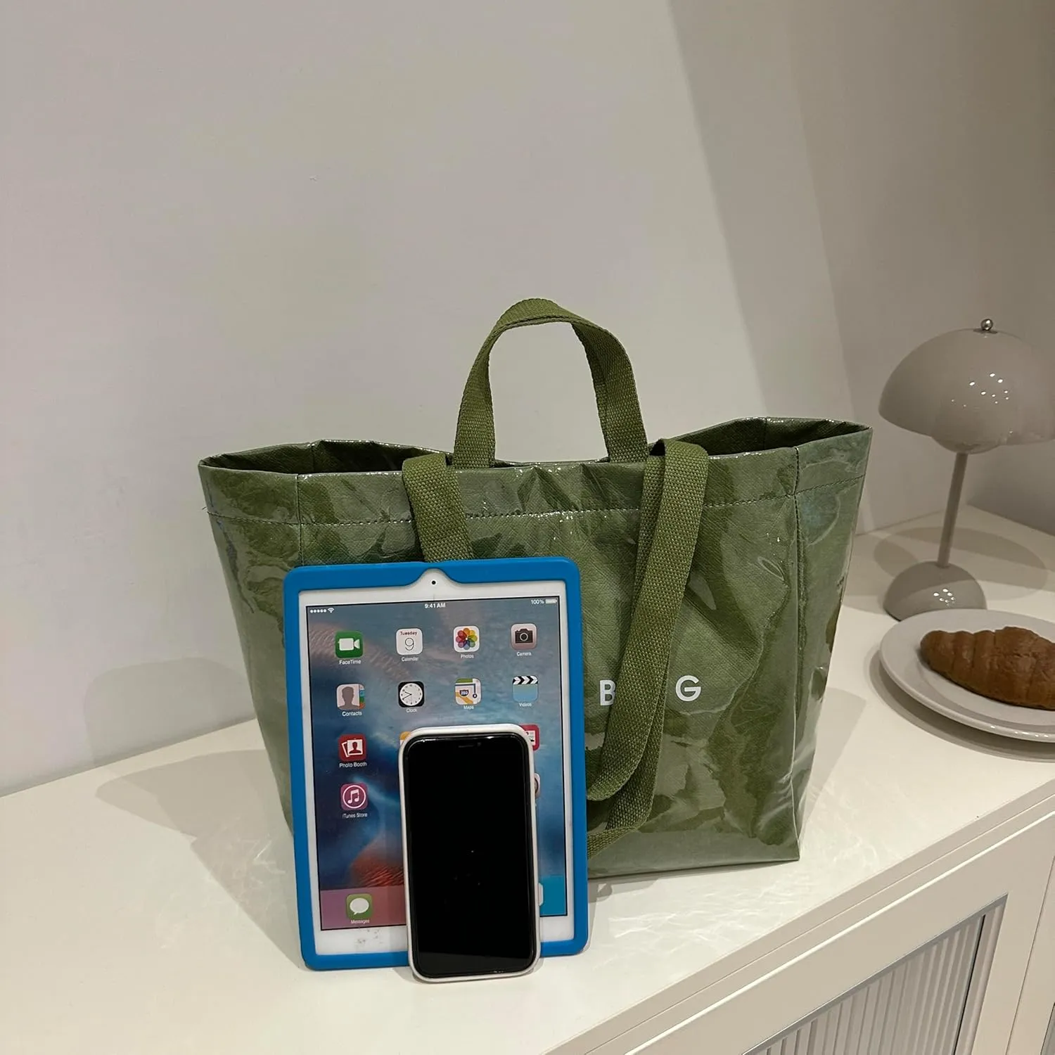 Tote Bag for Women,Large Work Tote Bag Letter Printed Bag PVC Tote Bag Clear Plastic Shoulder Bag Top Handle Hobo Bag