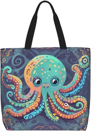 Tote Bag Large Capacity Grocery Bag With Zipper Bird standing on pig's head Shopping Bag Shoulder Bag for Women