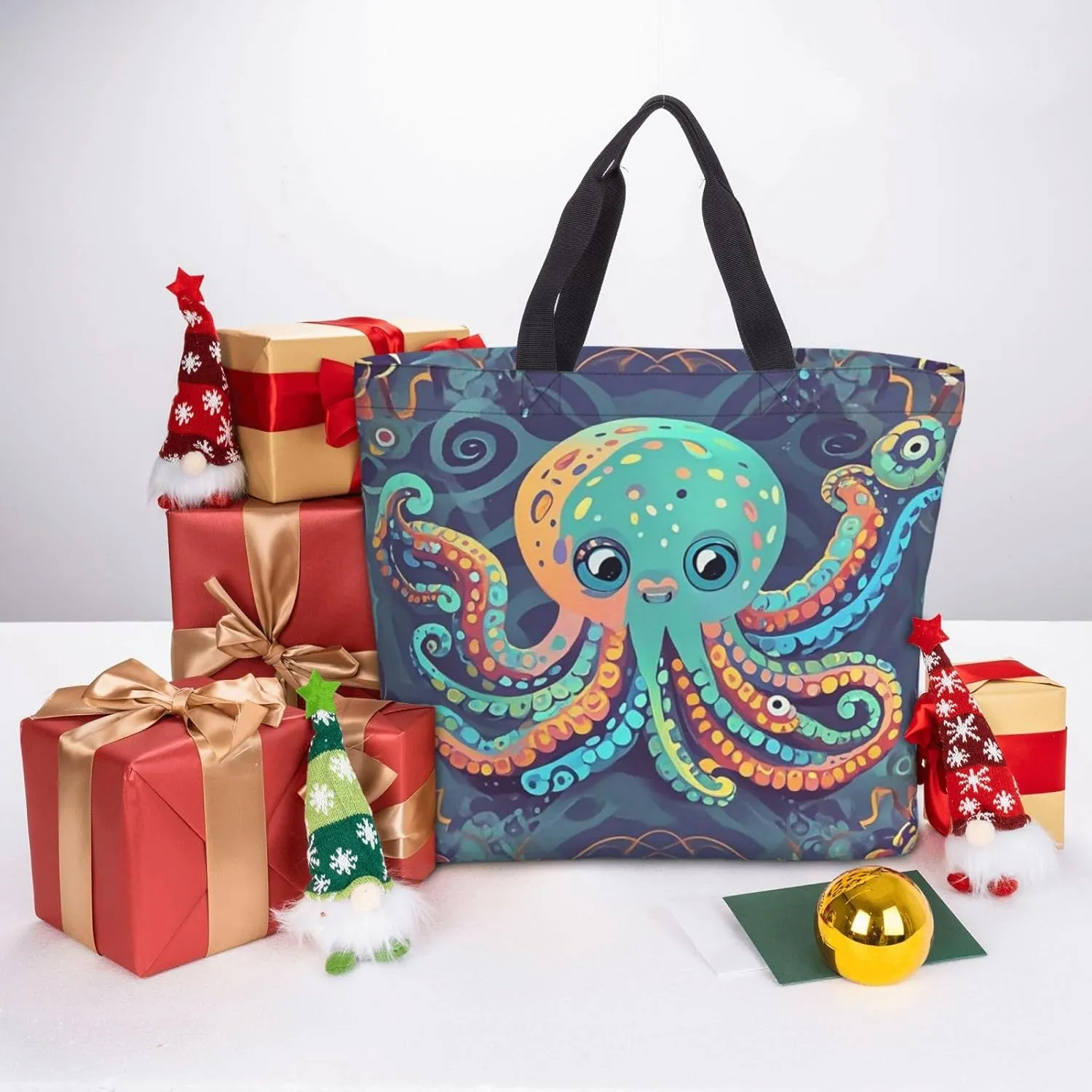 Tote Bag Large Capacity Grocery Bag With Zipper Bird standing on pig's head Shopping Bag Shoulder Bag for Women
