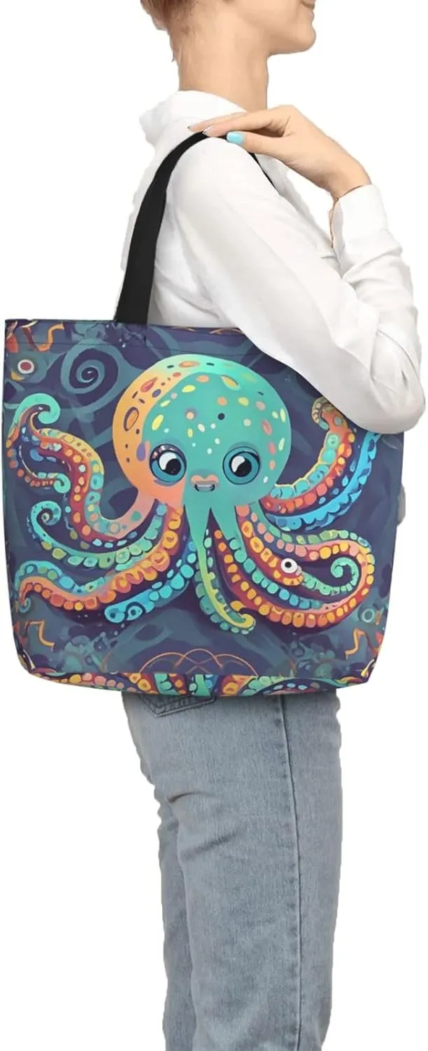 Tote Bag Large Capacity Grocery Bag With Zipper Bird standing on pig's head Shopping Bag Shoulder Bag for Women