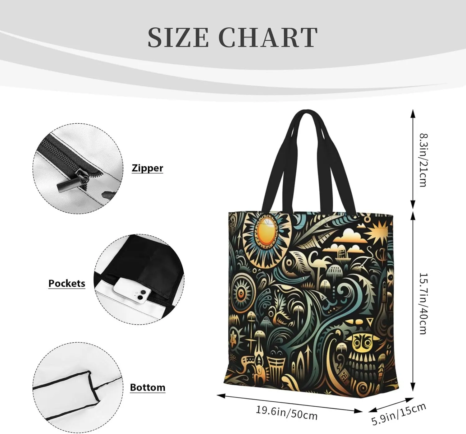 Tote Bag Large Capacity Grocery Bag With Zipper Cute Bunnys Shopping Bag Shoulder Bag for Women