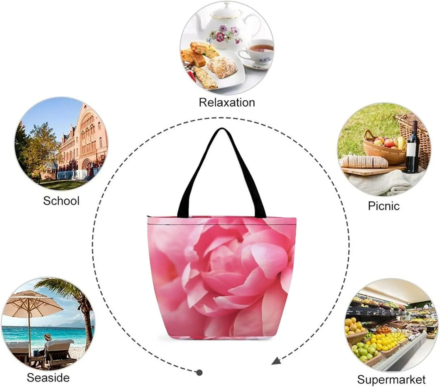 Tote Bag Reusable Grocery Bag Foldable Shopping Bag Extra Large Shoulder Bag Dairy Cow Tote Bag for Travel Work