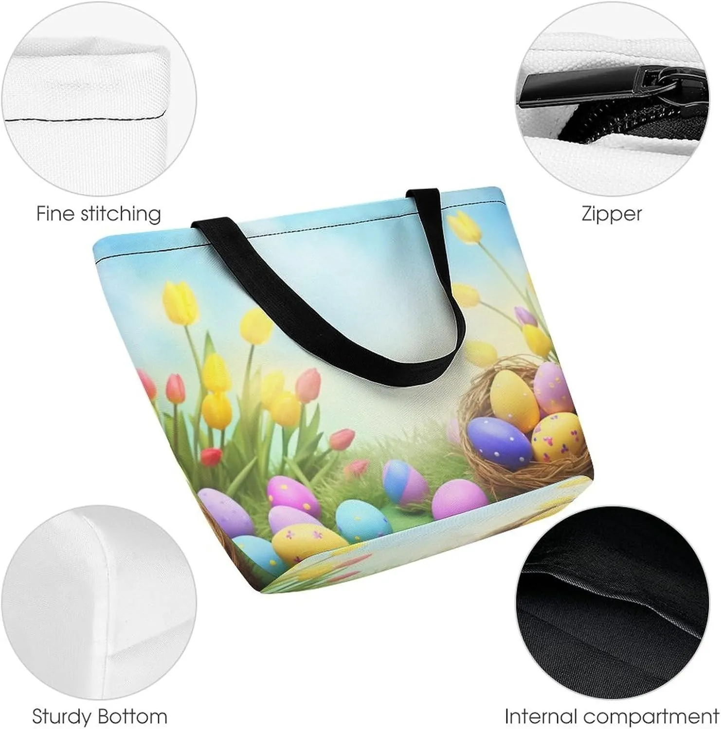 Tote Bag Reusable Grocery Bag with Zipper Astronaught with Beer Women Shopping Bag Large Handbag for Work Travel