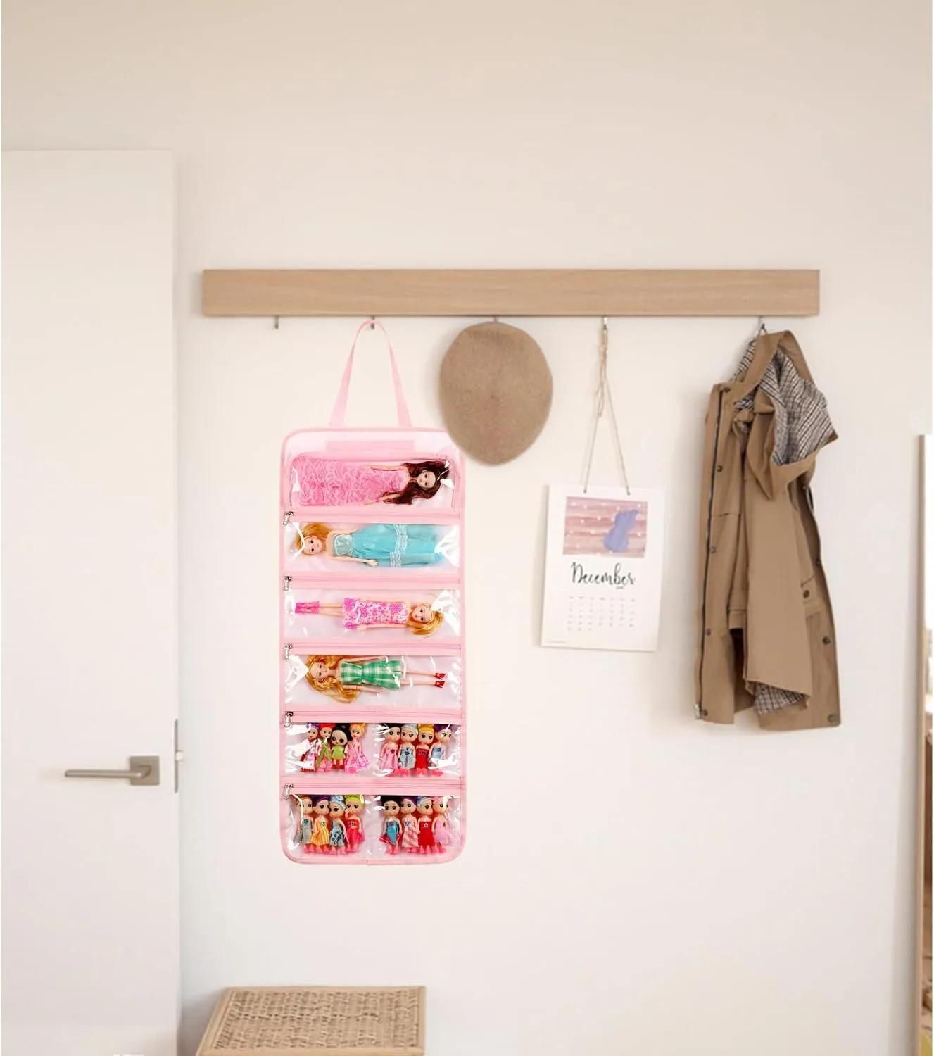 Toy Dolls Storage Bag Tote Carrying Case Compatible with LOL Surprise Toys Dolls Omg, Hanging Organizer Storage Bag with 8 Clear Window Pockets, Bag Only (04-Cat Purple)