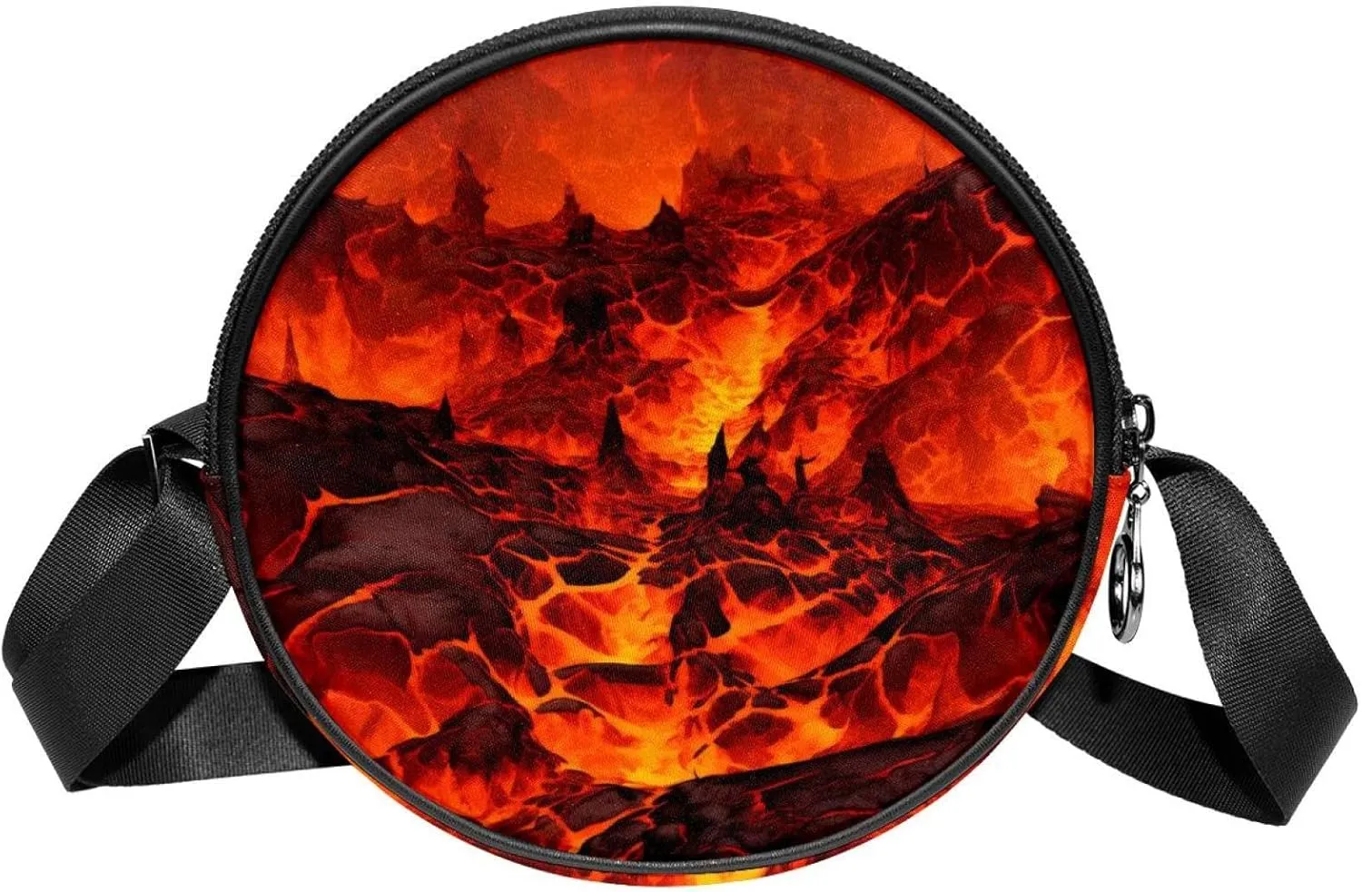 Travel Crossbody Bags for Women, Round, Shoulder Bag, Volcano Pattern