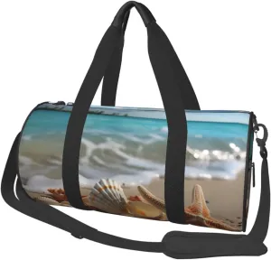 Travel Duffel Bag Foldable Weekender Overnight Bag Seashells Starfish on Beach Sports Tote Gym Bags Large Capacity Lightweight Carry On Luggage Bags for Men Women