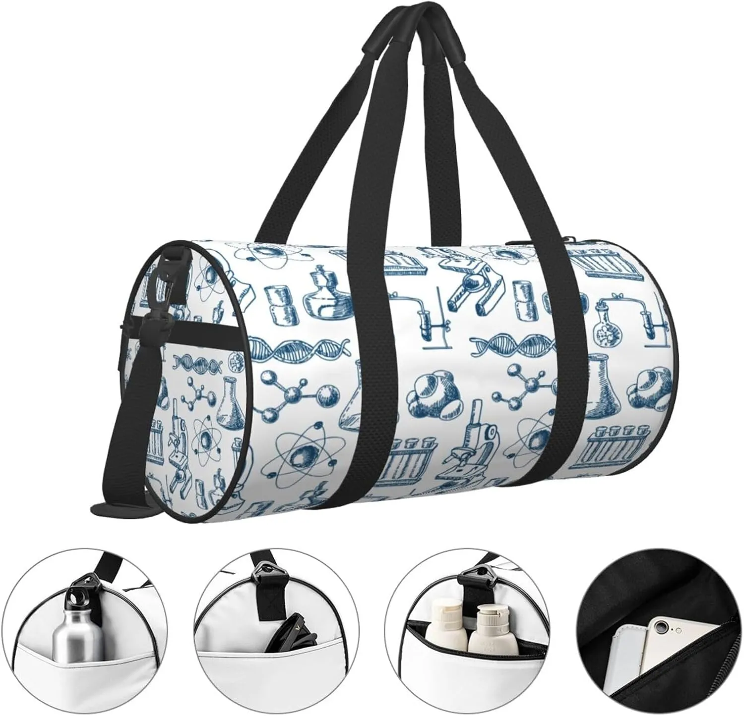 Travel Duffle Bag for Men Women, Chemistry Equipment Duffle Bags for Sport Gym Overnight Luggage