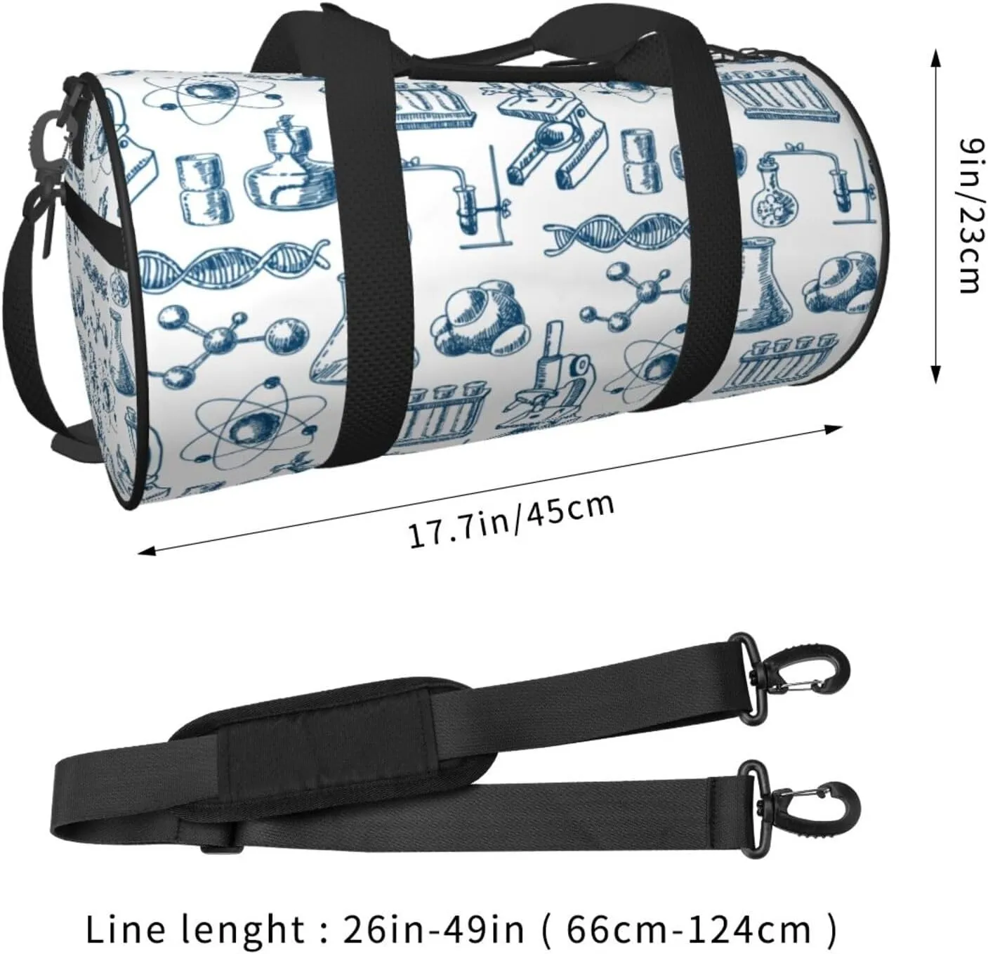 Travel Duffle Bag for Men Women, Chemistry Equipment Duffle Bags for Sport Gym Overnight Luggage